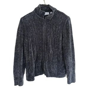 Alfred Diner Grey Cardigan Zipper Size M Petite